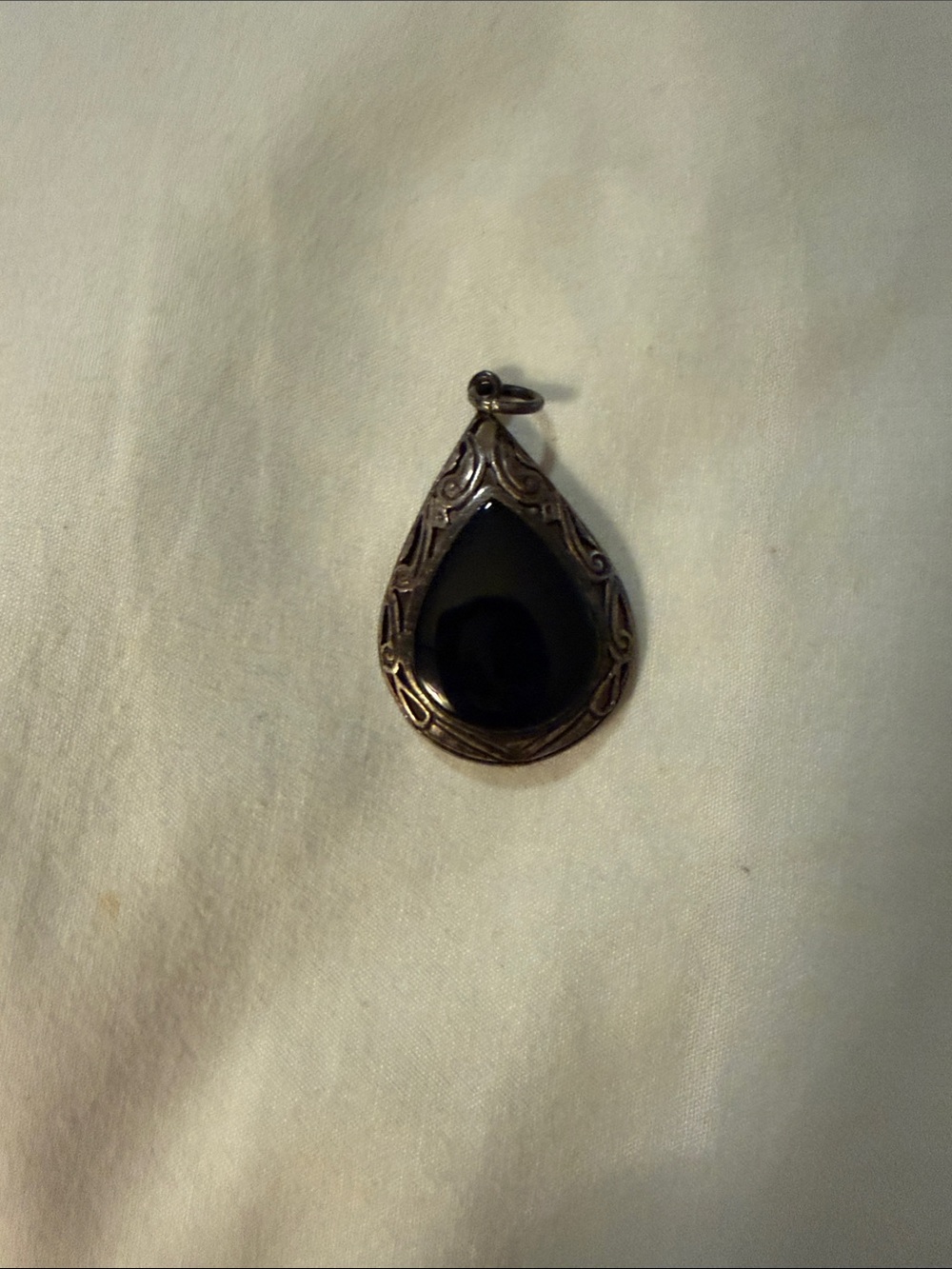 Sterling Teardrop Black Onyx Pendant for Women